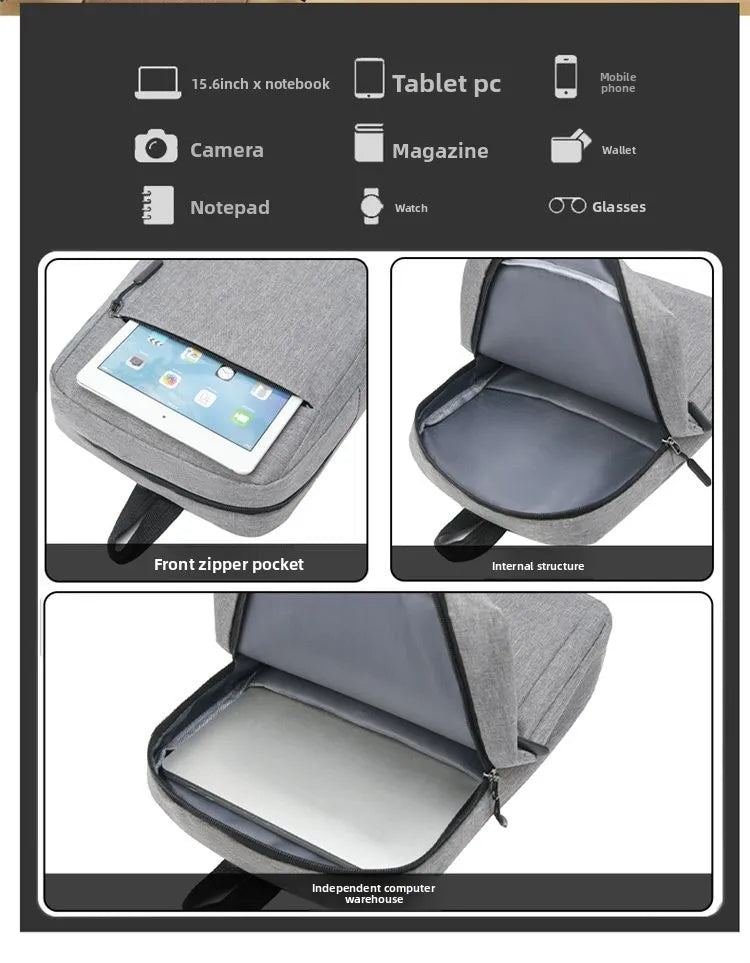 Minimalist Commuter Laptop Backpack - Solid Colour Large Capacity Business Bag