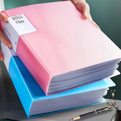 1 Carpeta de plástico transparente A4, bolsa para datos de varias páginas, estuche para documentos de oficina y estudio, resistente, con separadores, para archivo