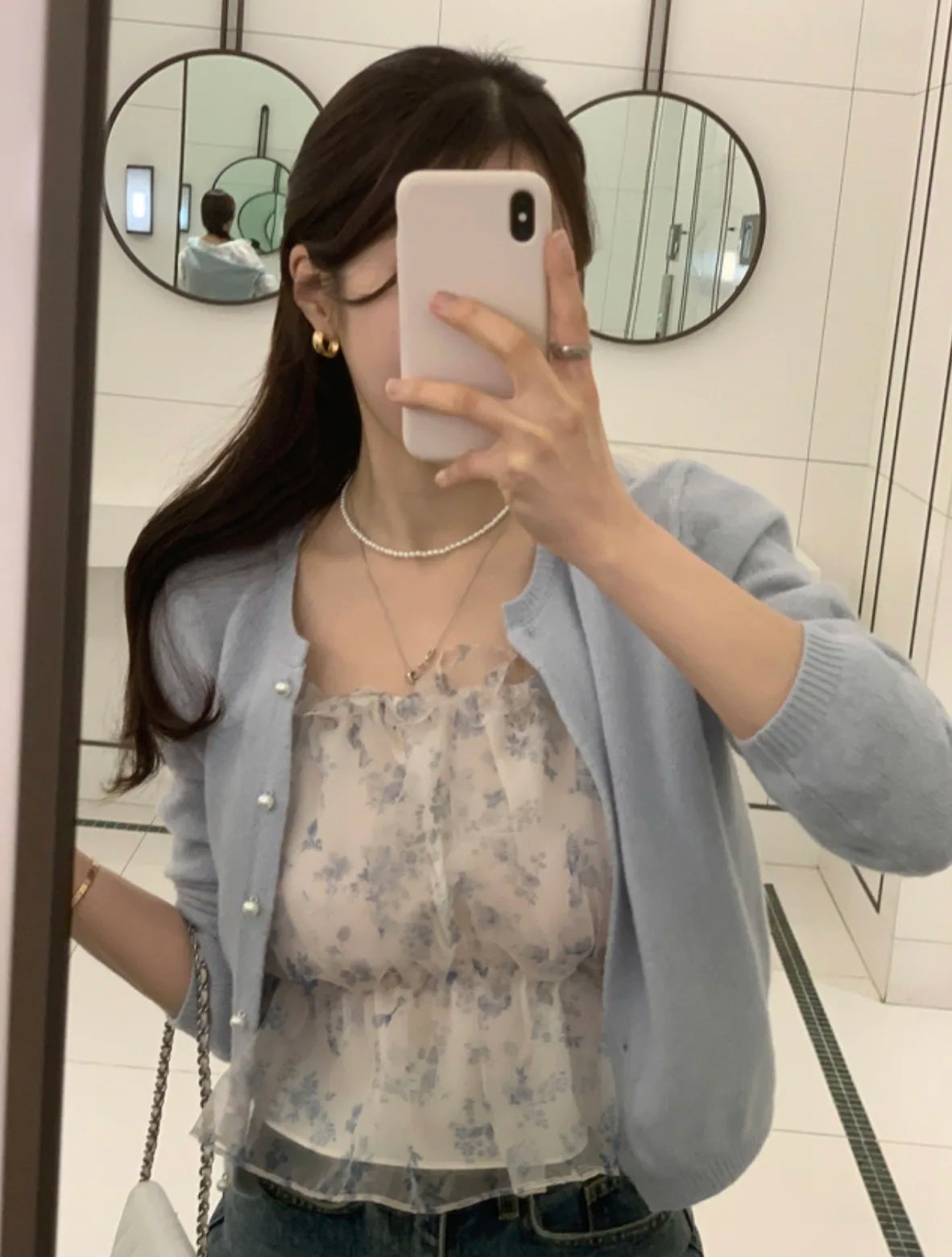 Chic Spring Women's Blouse Gentle Shoulder Bared Floral Bubble Sleeve Chiffon Top Korean Style Loose Fit Long Sleeve Short Le...