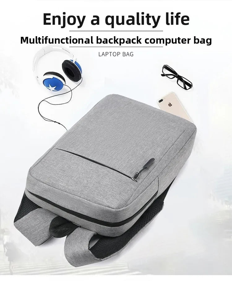 Minimalist Commuter Laptop Backpack - Solid Colour Large Capacity Business Bag