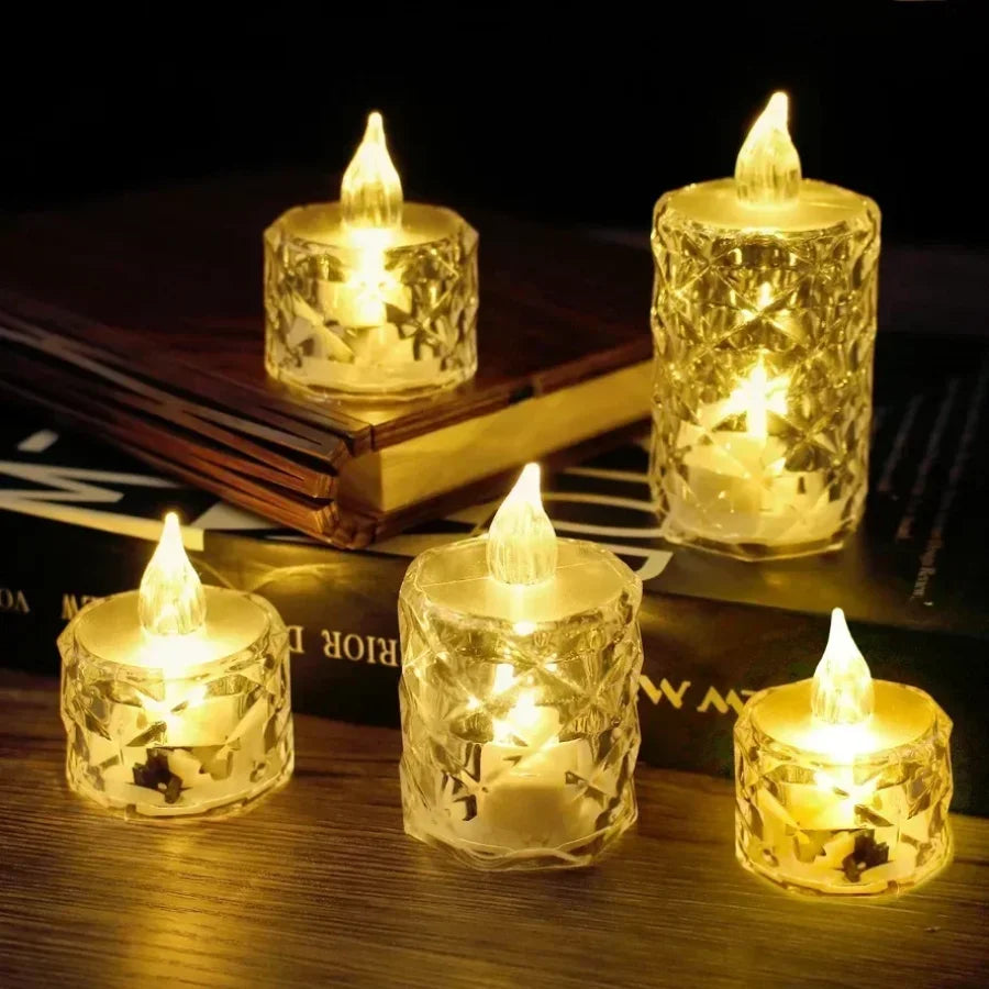 LED Crystal Flameless Candle Light LED Electronic Candle Light Night Lamp Dating Party Holiday Home Wedding Christmas Decoration