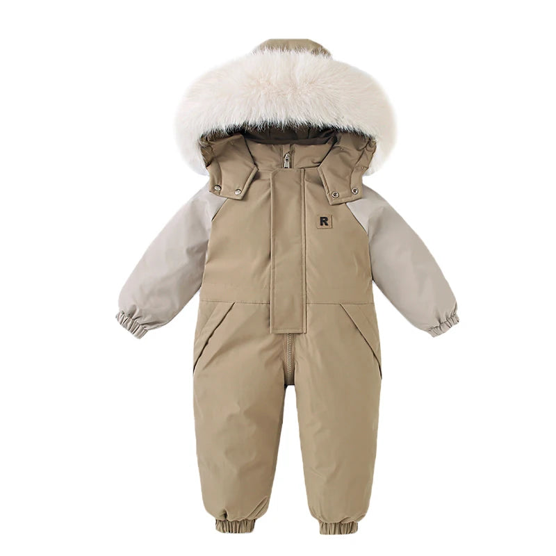 Children Ski Suit Winter Autumn Plus Velvet Boys Jumpsuit Warm Kids Clothes Waterproof Baby Overalls Hooded Girls Snowsuit 1-5Y