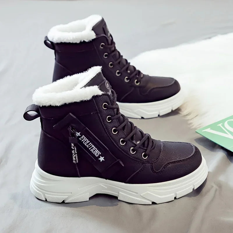 Winter Women Snow Boots Anti‑Slip Warm Fur Lined Martin Boots Casual Ankle Booties Fashion Outdoor Daily Wear Shoes