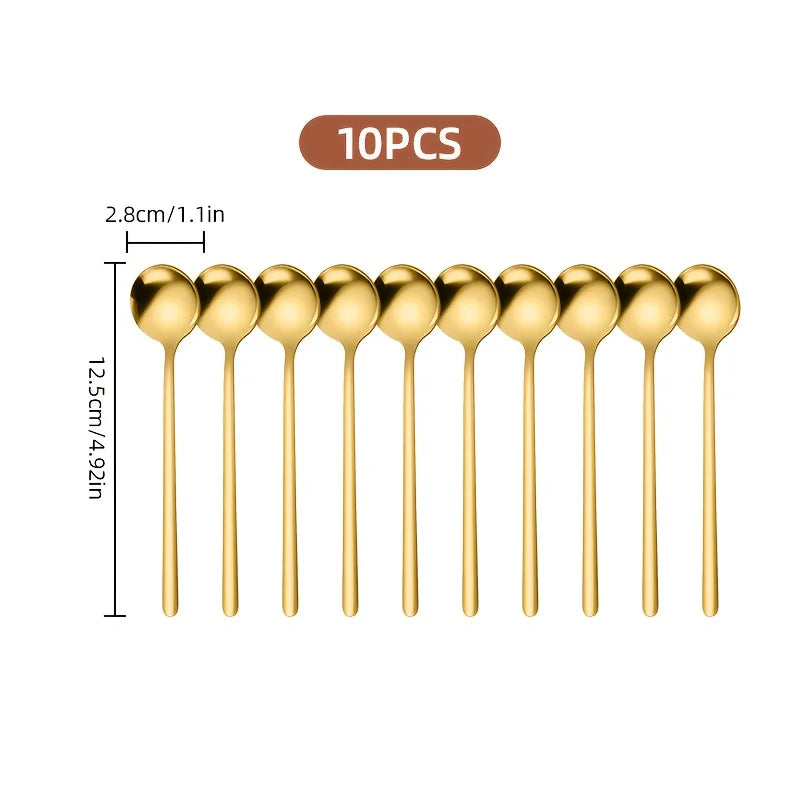 10-Piece Stainless-Steel Coffee & Dessert Spoon Set