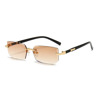 Rimless Rectangle Sunglasses | Trendy Small Square Summer Shades