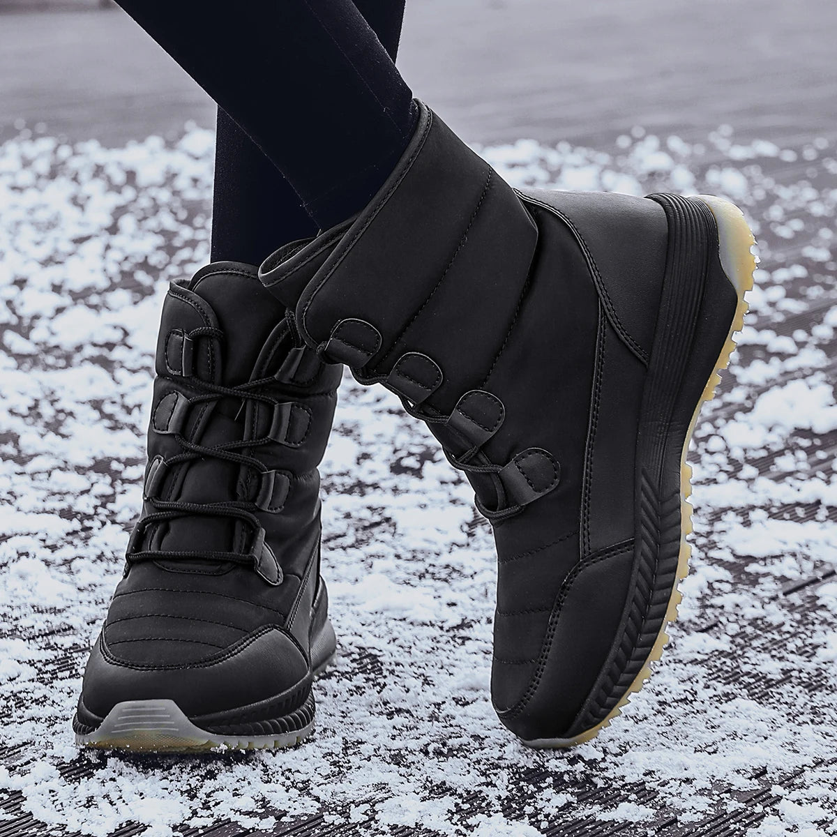 Women's Lace-Up Snow Boots – Plush-Lined Mid-Calf Winter Boots