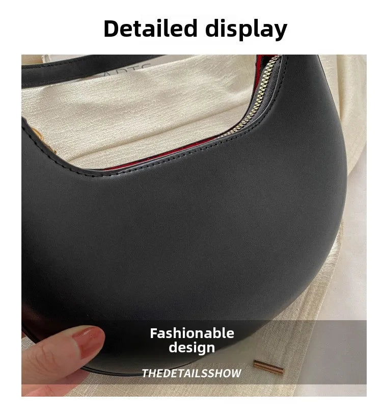 Women's Crescent Moon Shoulder Bag – Soft Vegan Leather Handbag