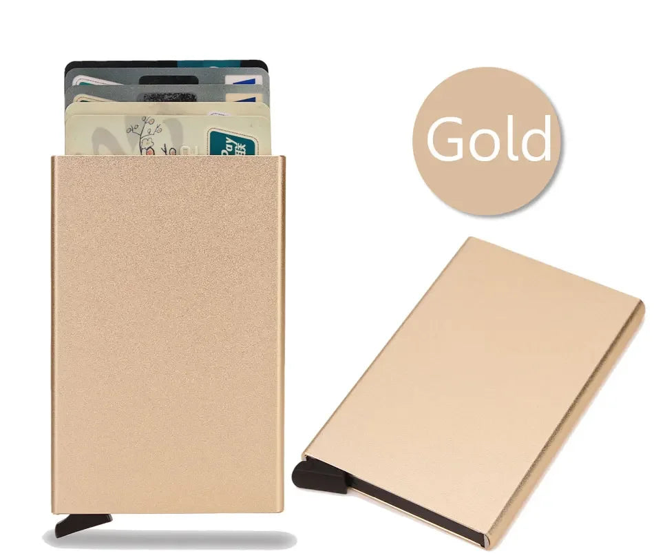 Slim Metal RFID Card Holder – Pop-Up Minimalist Wallet for Men & Women
