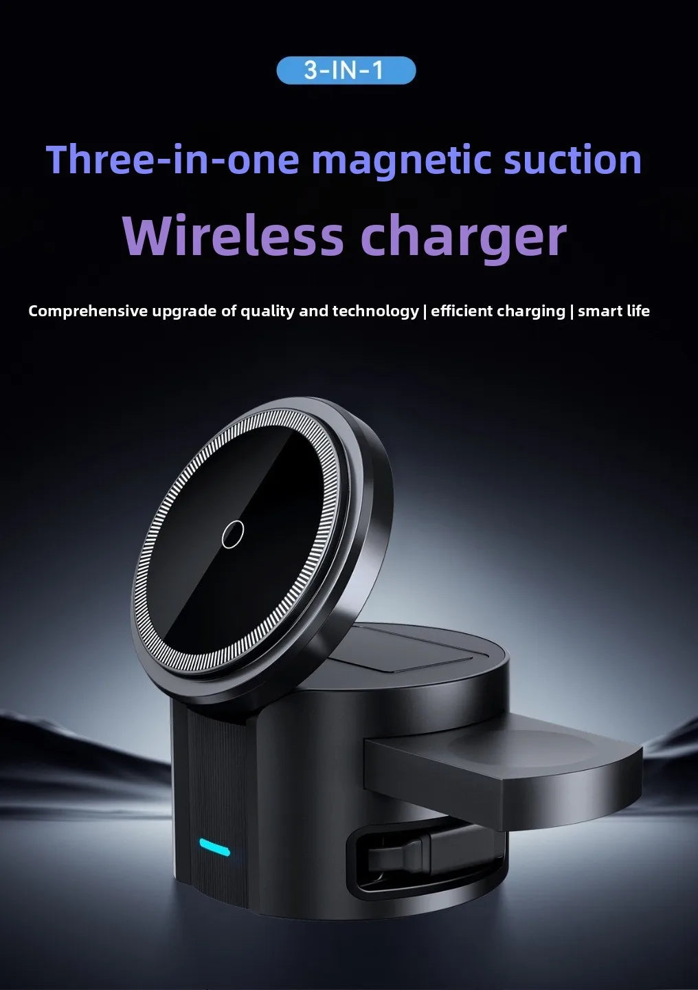 Foldable 3-in-1 Travel Wireless Charger for Phone, Watch & AirPods