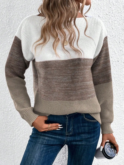Gestreifter Damenpullover aus Acrylstrick