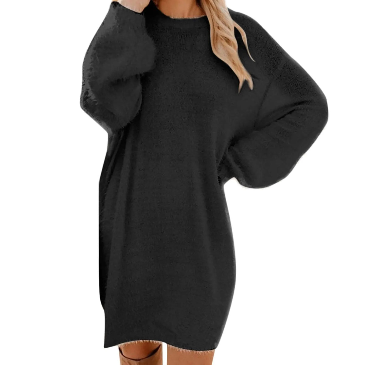 Women's Crewneck Knee-Length Sweater Dress