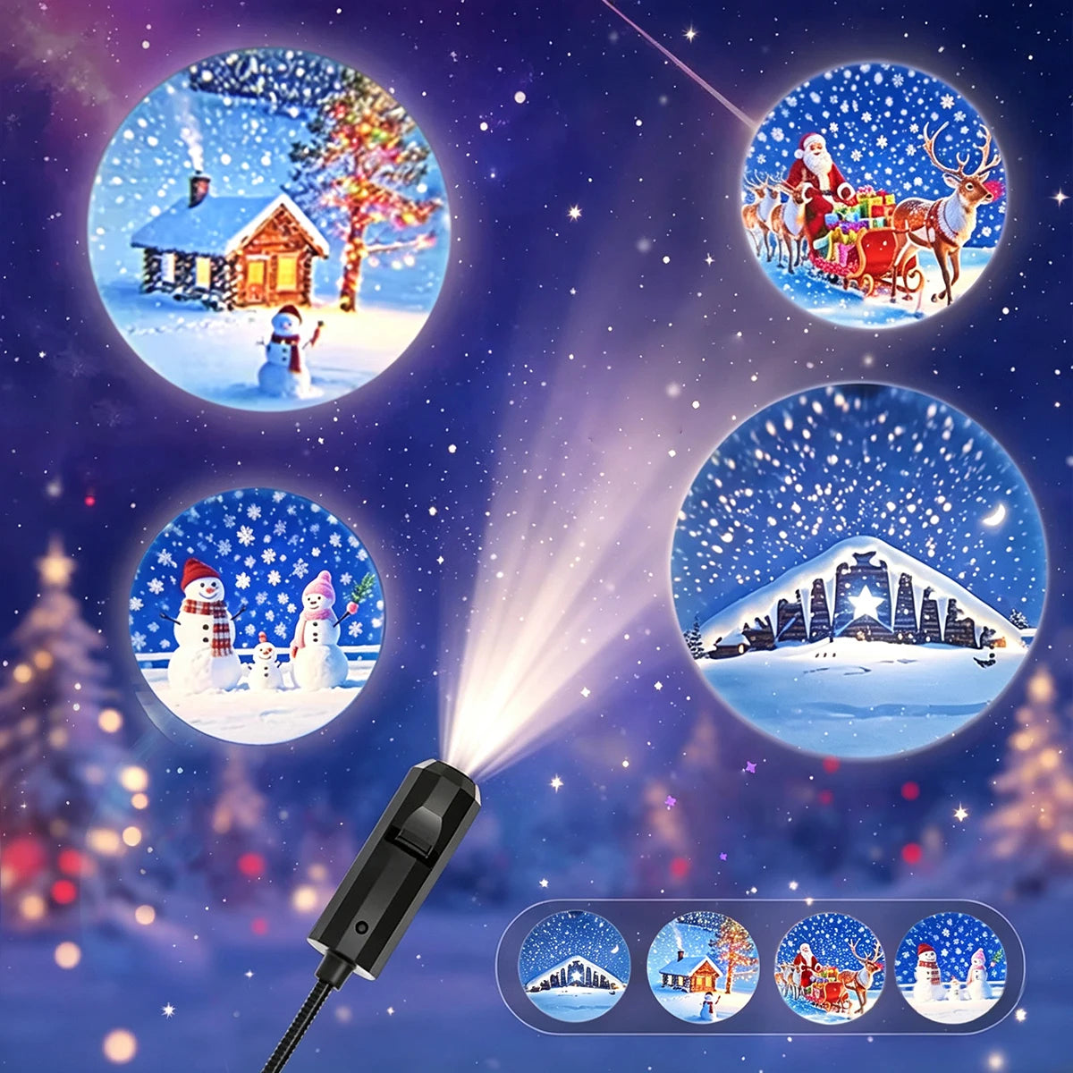 USB Christmas Projector Lamp with Flexible Gooseneck – Car & Desk