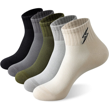Men's Quarter Socks – 5 Pairs, Cotton-Blend Athletic Socks