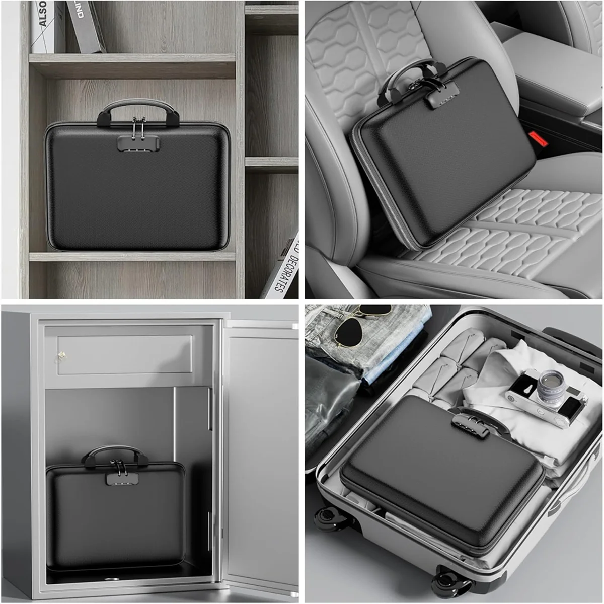 ABGV Fireproof File Organizer with Lock, Hard-Shell Case Fireproof Document Box with 13 Accordion File Folder, for Important