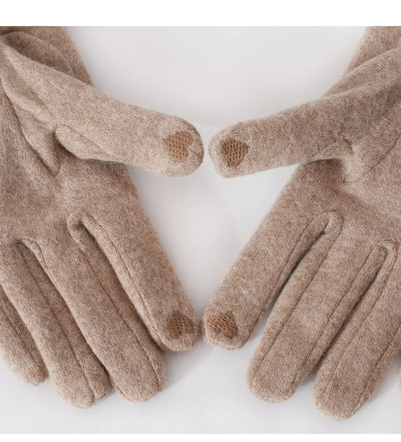 Women's Cashmere-Style Touchscreen Gloves with Bow