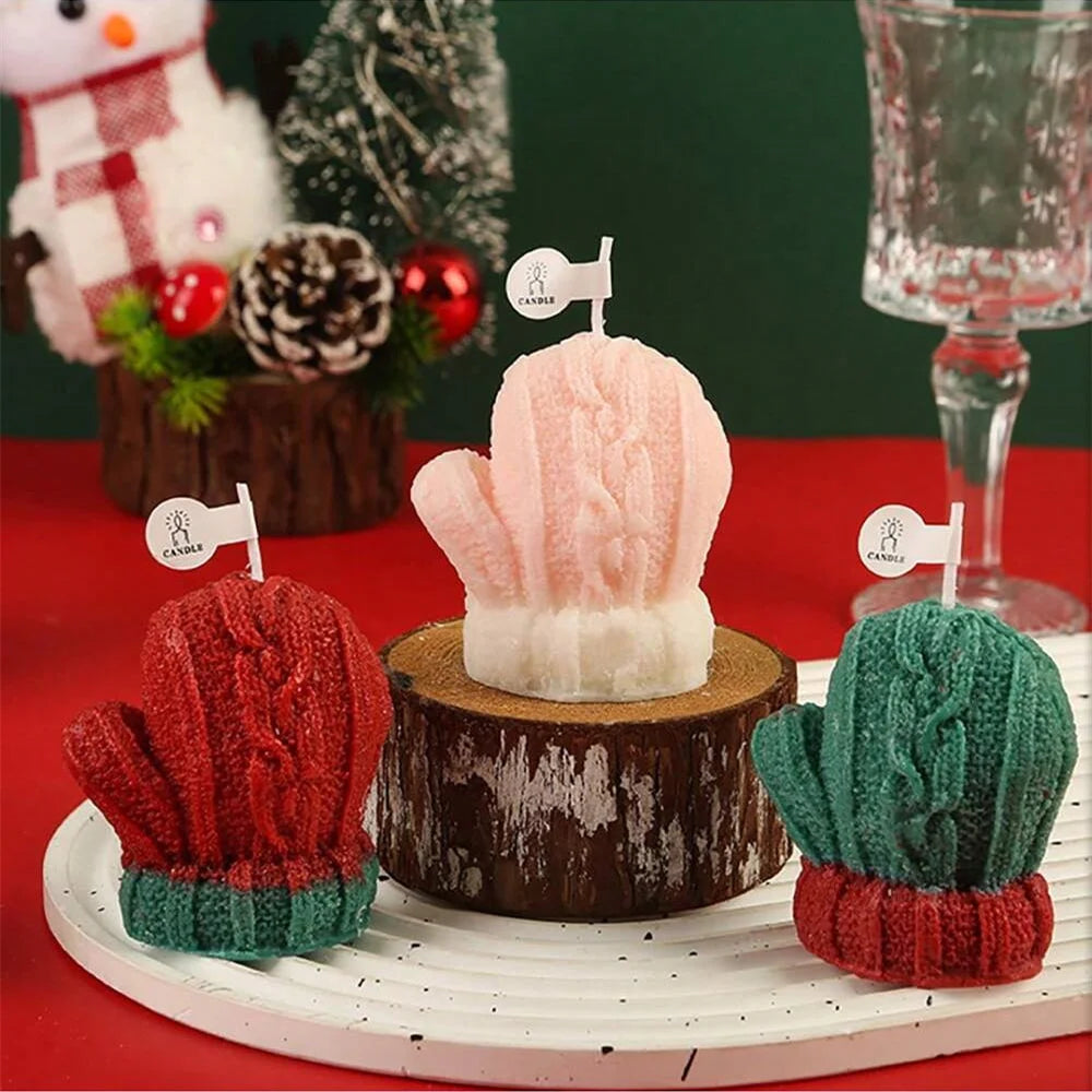 Christmas Gloves Scented Candle for Weddings Birthdays New Year Gift Photoprops Aromatherapy Candles Home Festive Ambiance Decor