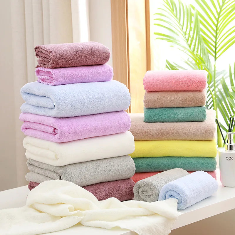 2-Piece Coral Fleece Bath Towel Set – Bath Towel & Hand Towel