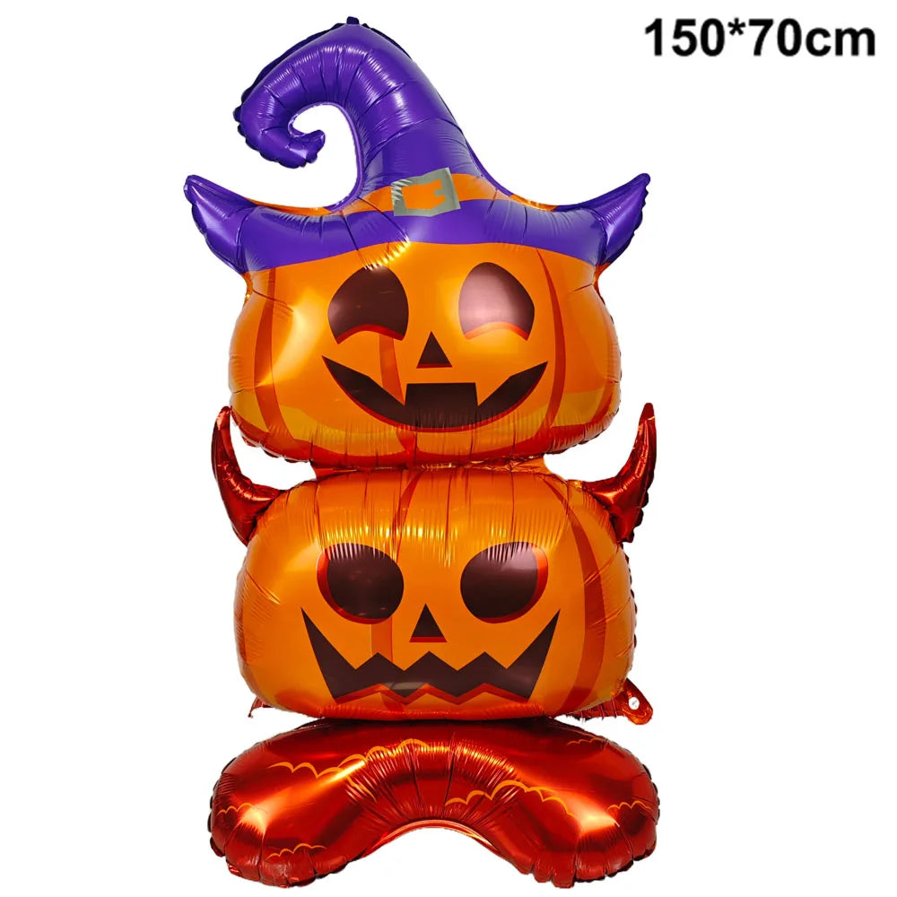 Halloween Standing Foil Balloons – Haunted House, Skull, Witch & Coffin Mylar Decorations