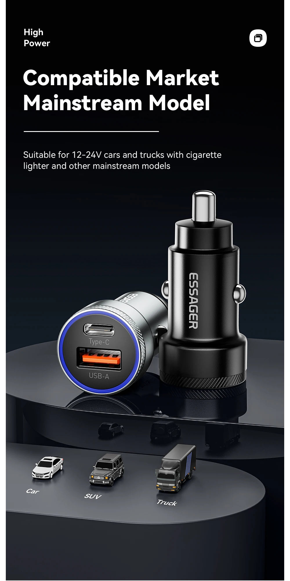 Essager 54W USB-C & USB-A Car Charger