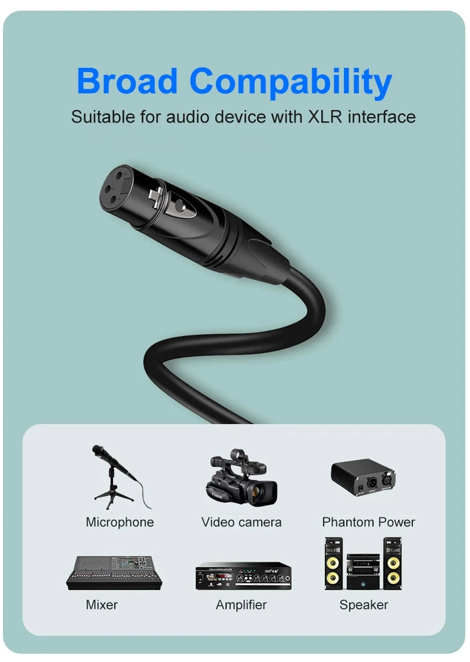 XLR Microphone Cable – Male to Female, 0.5 to 10 m
