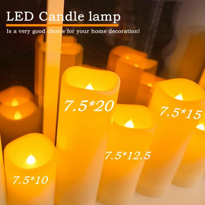Flammenlose, flackernde LED-Stumpenkerzen | Batteriebetrieben | 5 Größen | Hochzeits- & Heimdekoration