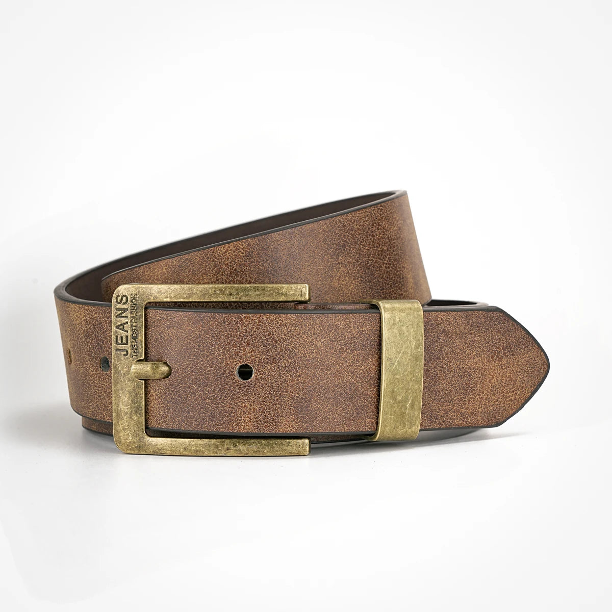 Western Retro Belt – Faux Leather with Metal Buckle, Unisex