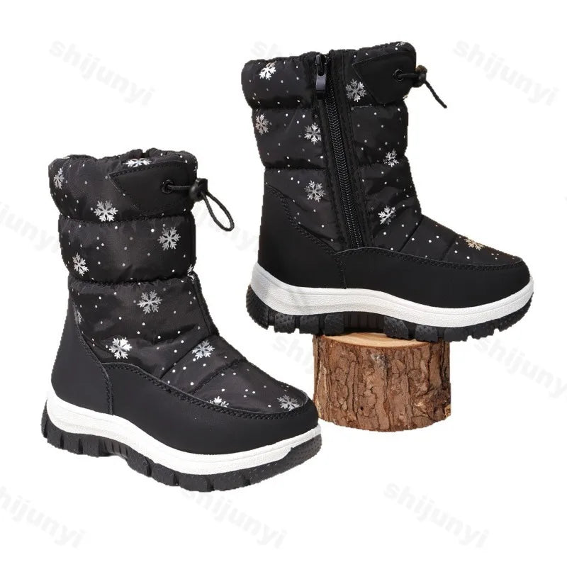 Kids' Plush-Lined Side-Zip Winter Ankle Boots