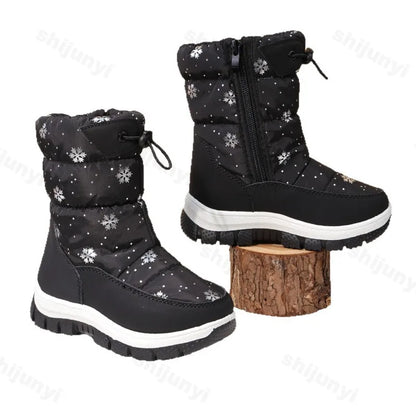 Plüschgefütterte Winter-Stiefeletten für Kinder mit seitlichem Reißverschluss
