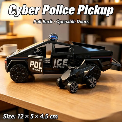 1:36 Police Pickup Die-Cast Toy with Mini ATV – Pull-Back Model