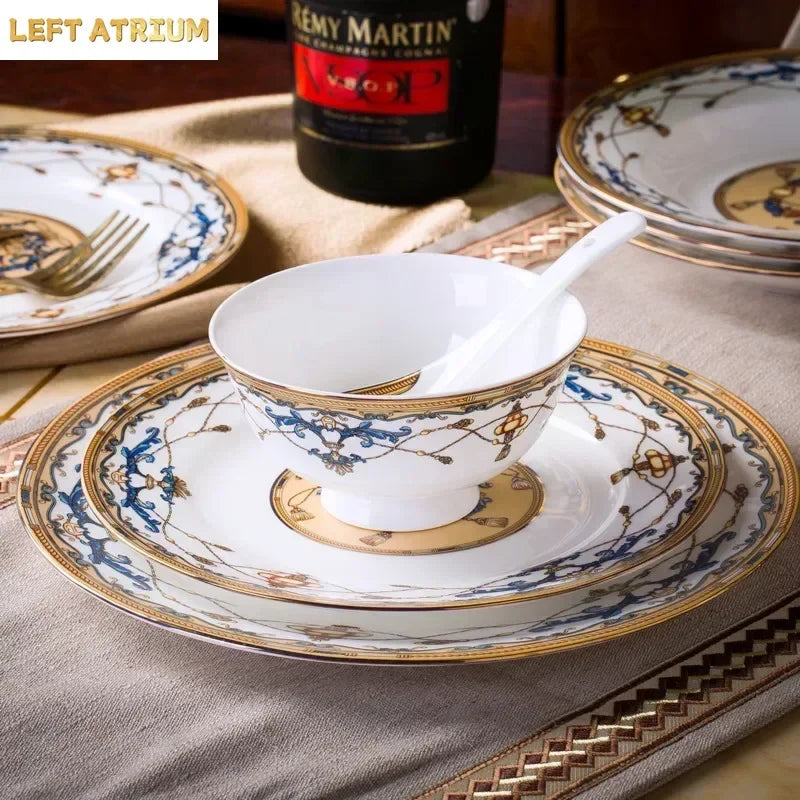 Floral Bone China Dinnerware Set, 56 or 60 Pieces