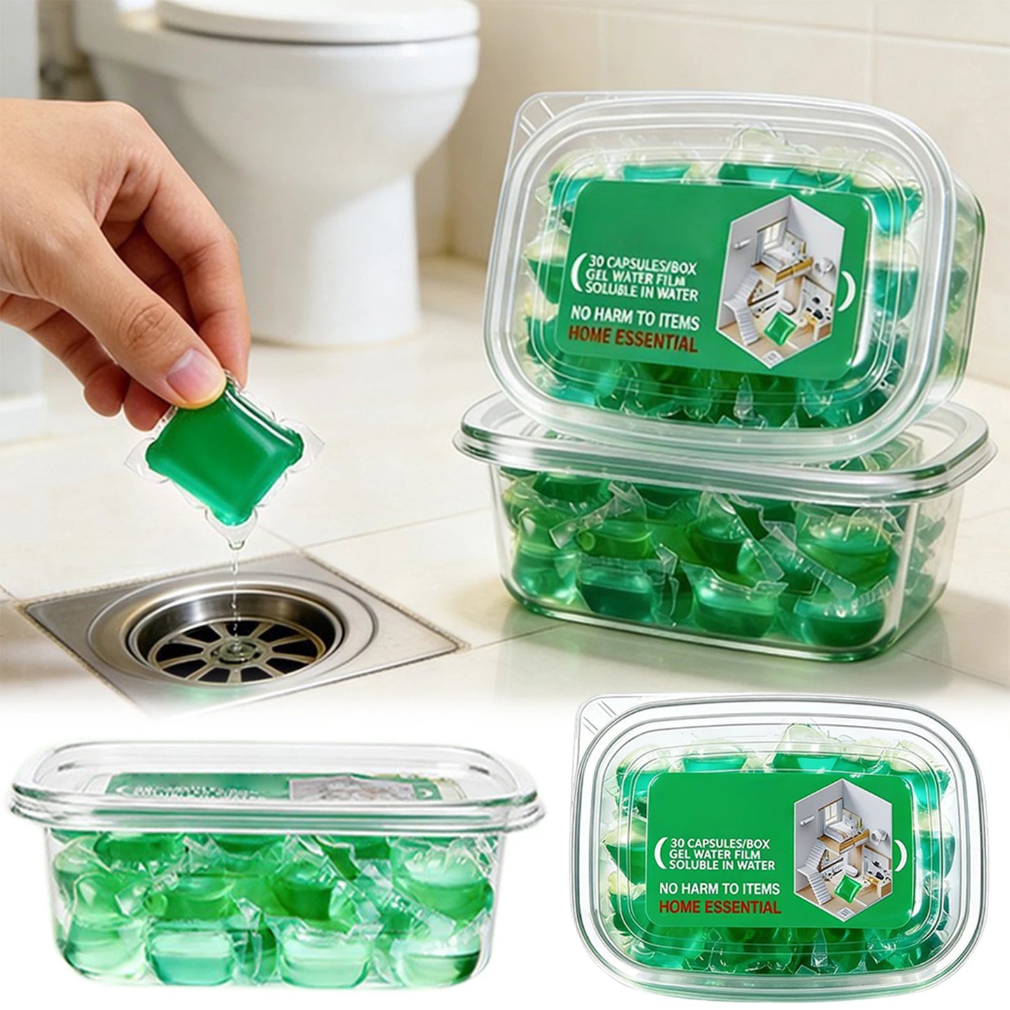 Odor Removal Sewer Cleaner Scented Gel Airs Freshener For Sinks Drains Gel Water Film Soluble In Water For Kitchen For Bathroom