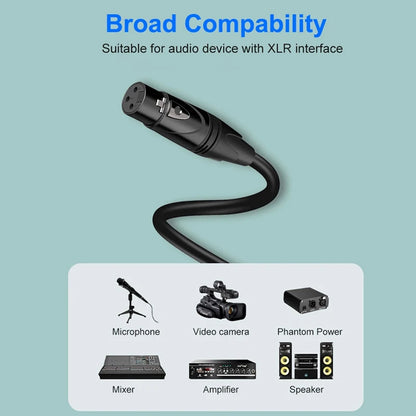 Cable para micrófono XLR – Macho a hembra, 0,5 a 10 m