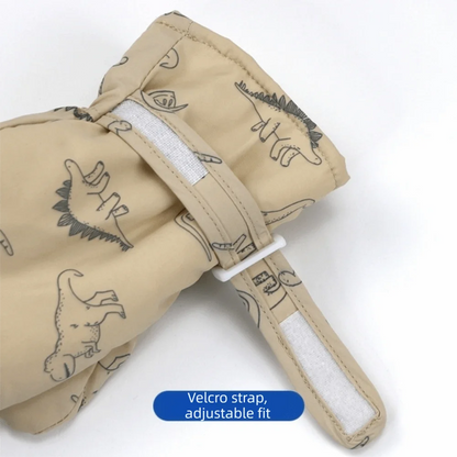 Muffole da neve con dinosauri per bimbi piccoli – Foderate in pile, taglie S, M, L