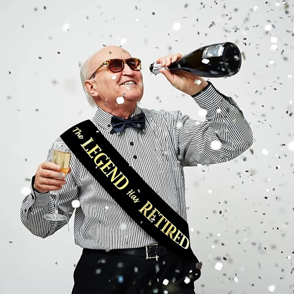 "The Legend Has Retired" Sash – Black & Gold Retirement Party Sash
