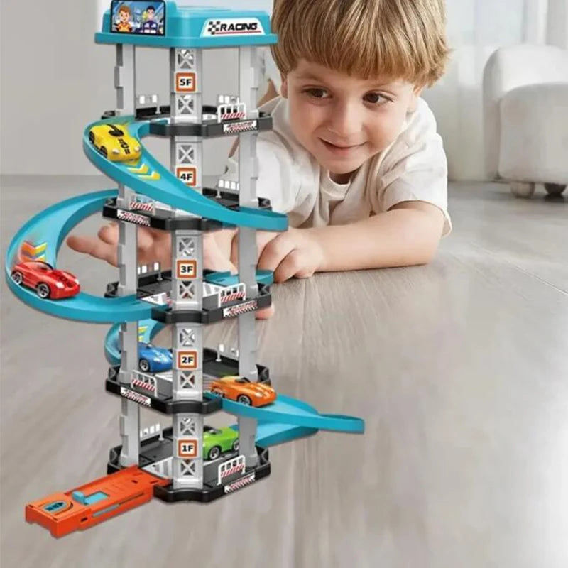 Race Track Car Ramp Toy – Gliding Rail Racing Set for Toddlers