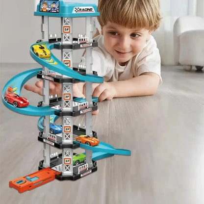 Race Track Car Ramp Toy – Gliding Rail Racing Set for Toddlers