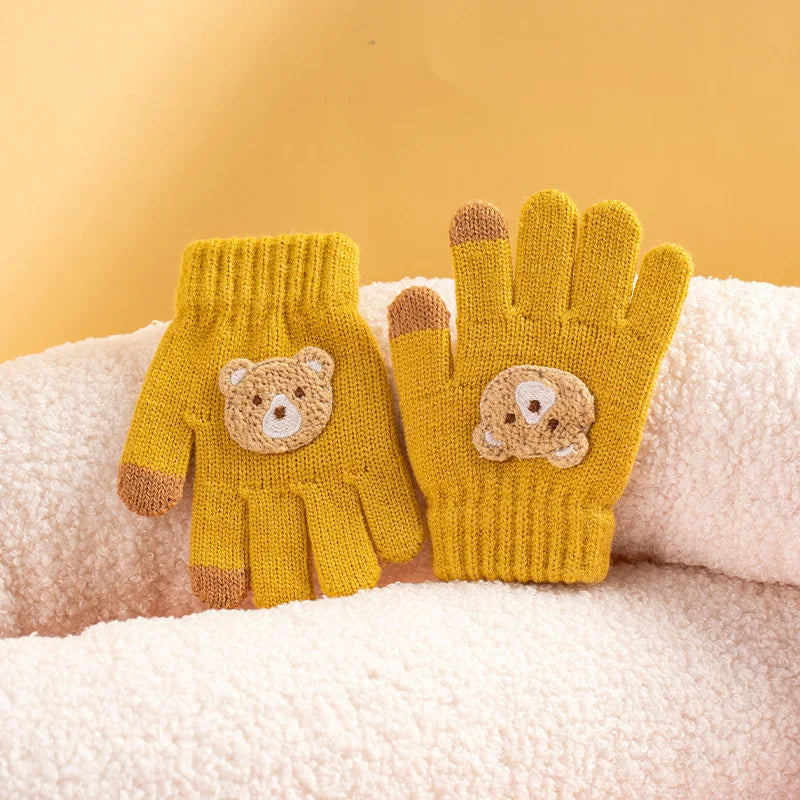 Toddler Bear Knit Gloves – Thick Warm Winter Gloves (Ages 2–6)