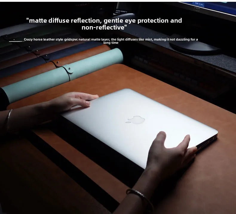 Large PU Leather Desk Mat with Keyboard Wrist Rest & Mouse Wrist Pad, Non-Slip Extended Pad for Office Gaming Desktop