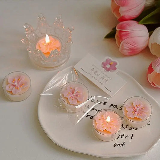 Handmade Peach Blossom Tea Candle Scented Candle Aromatherapy Soy Wax Candles Wedding Birthday Candle Party Home Decoration