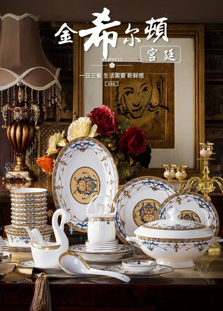 Floral Bone China Dinnerware Set, 56 or 60 Pieces
