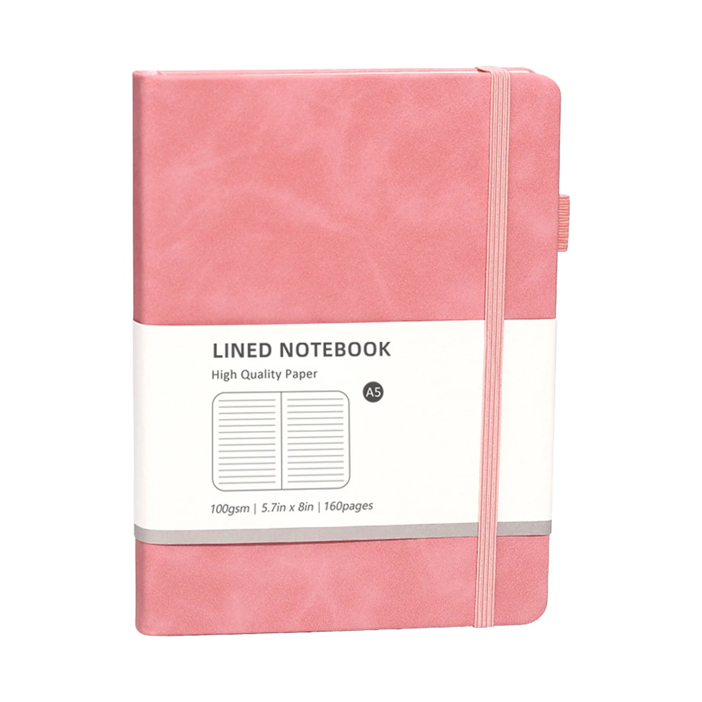 A5 Hardcover Notebook Macaron Colors Business Planner with Elastic Band Dot Grid and Lined Pages Portable Durable for School