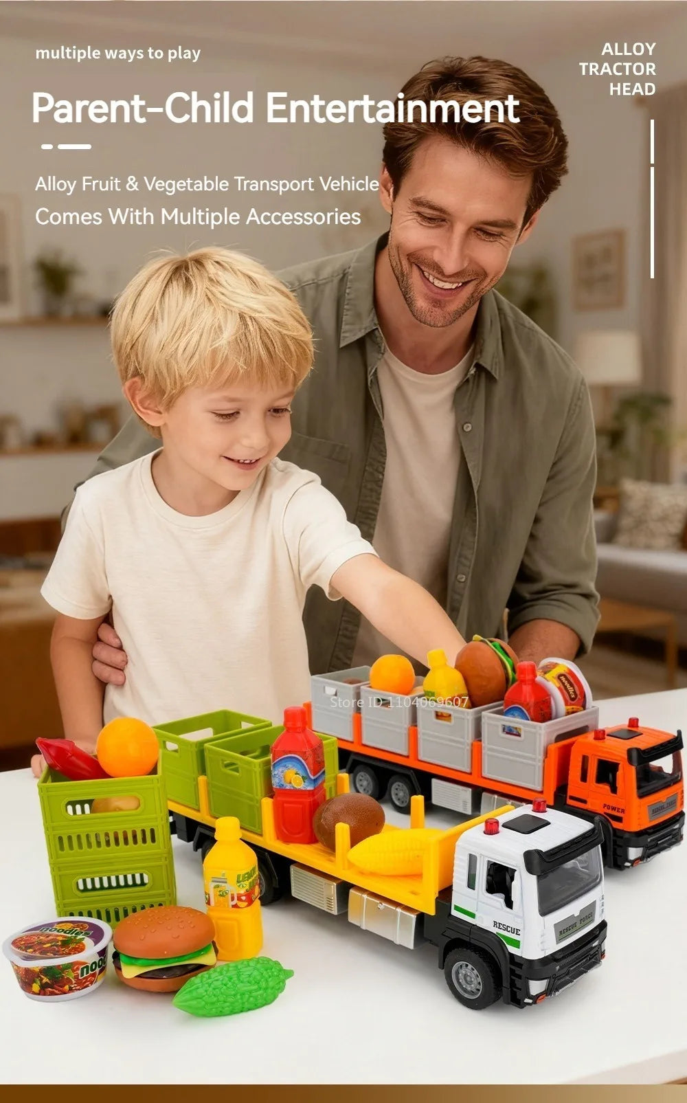 1:32 Die-Cast Produce Transport Truck – Fruit & Veggie Container Toy