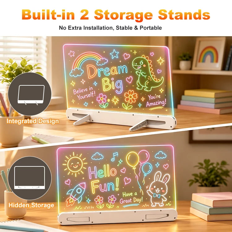 LED Light-Up Drawing Board – Rechargeable, with Timer & 7 Markers