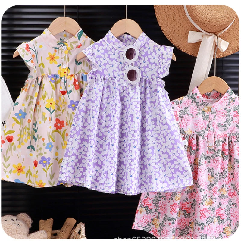 Girls' Breathable A-Line Beach Dress - Soft Summer Holiday Dress, Sizes 80-140cm