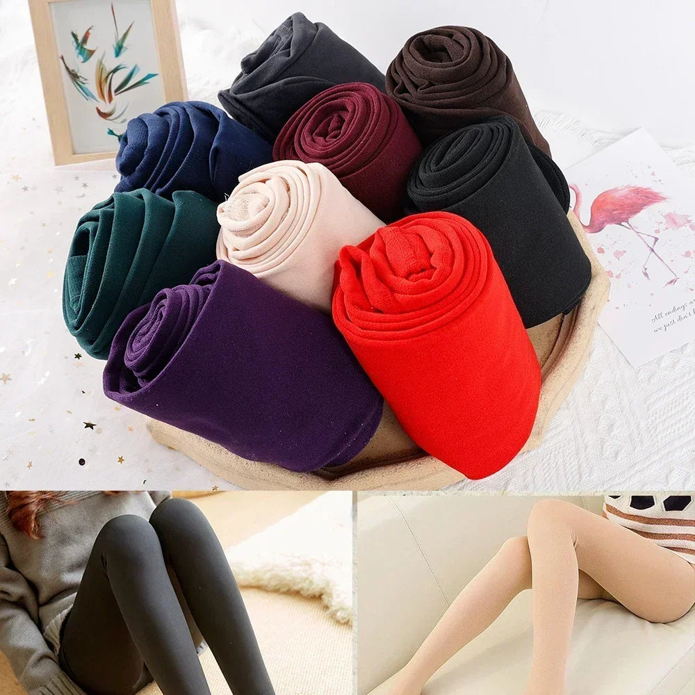 Fleece-Lined Sheer-Look Tights – Women's Thermal Winter Tights