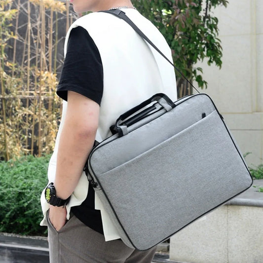 Business Laptop Shoulder Bag 15.6"-17" - Solid Colour Briefcase with Handle