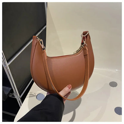 Women's Crescent Moon Shoulder Bag – Soft Vegan Leather Handbag