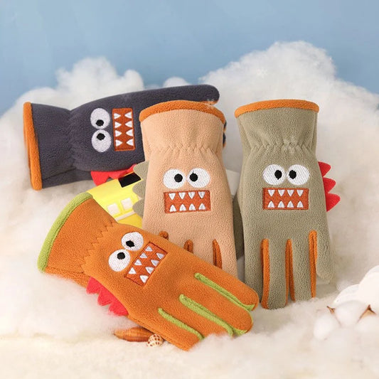 Kids' Plush Five-Finger Winter Gloves – Ages 6–12