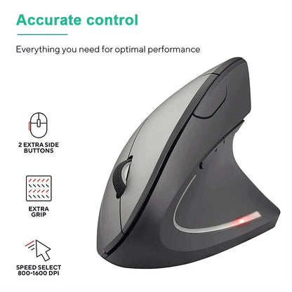 Vertical Ergonomic Wireless Mouse – 2.4 GHz, Adjustable DPI
