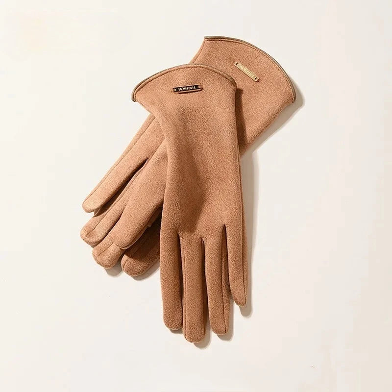 Women's Windproof Suede-Feel Touchscreen Gloves